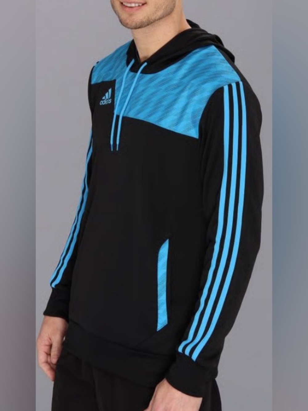 Adidas Men's Climalite Speedtrick Soccer Performance Hoodie-Black, Blue